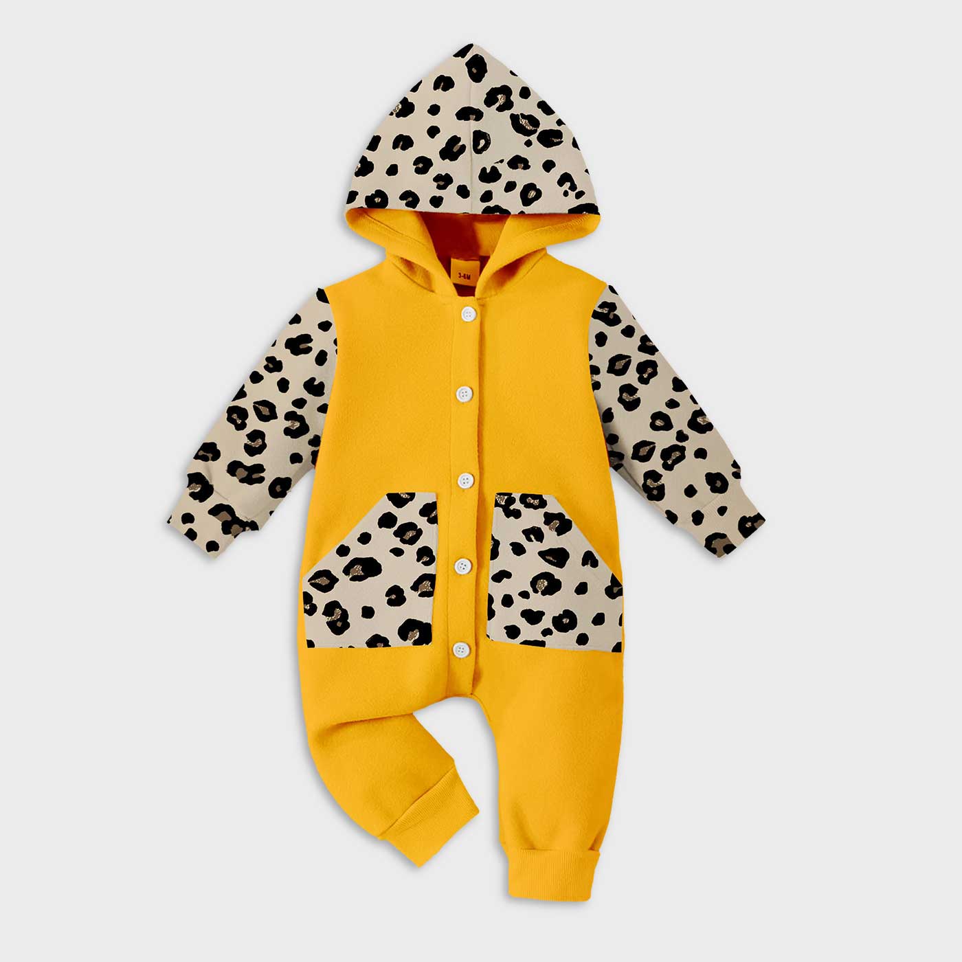 Baby Boy/Girl Hooded Bodysuit Leopard Romper (Winter Stuff)