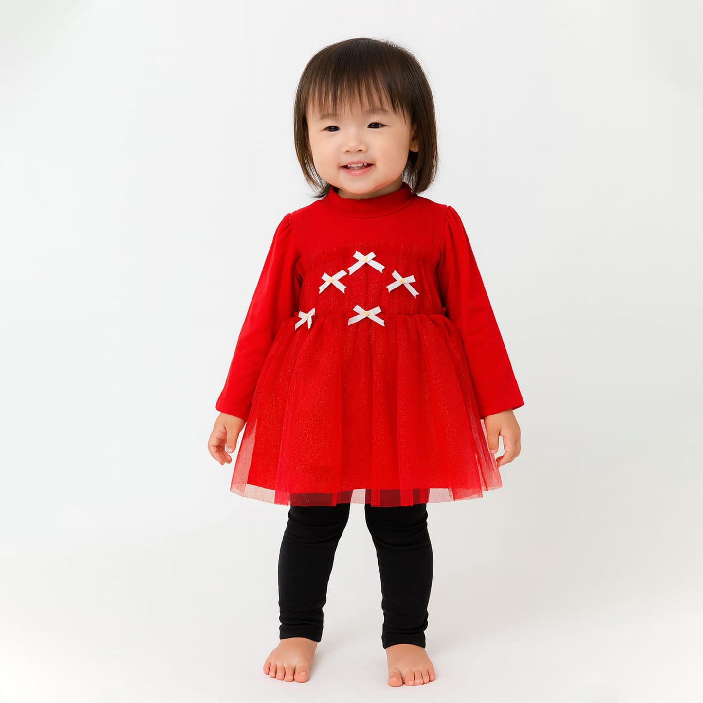 Girls Toddler RED FROCK  WITH BLACK LEGGING