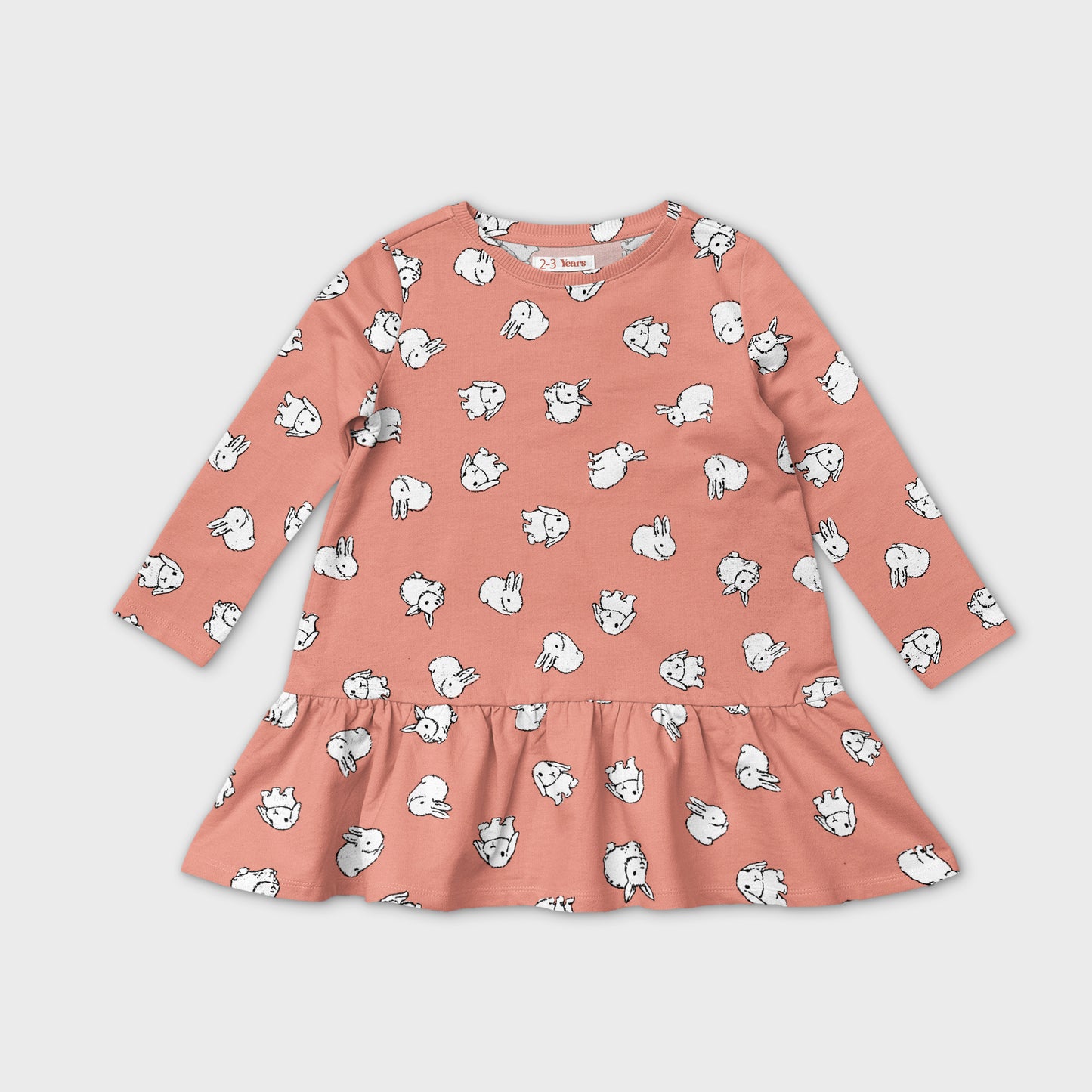 Baby Girl Kid Toddler Bunny Print Frock (Winter Stuff)