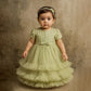 cute party wear dress in green for cute girls