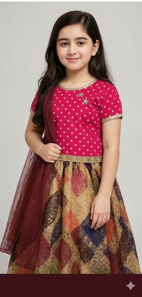 velvet party wear velvet beautiful  lehngha set kids baby girls