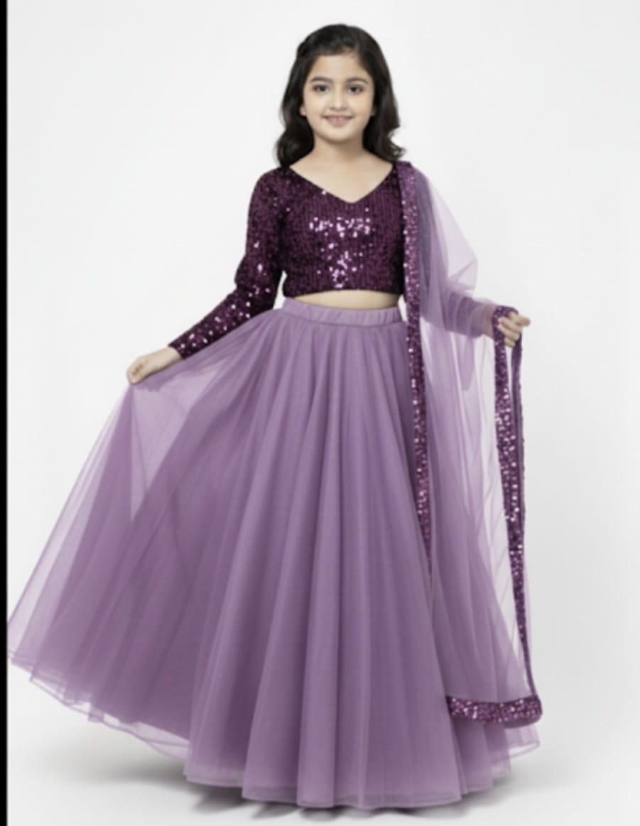 3 piece lehenga set purple