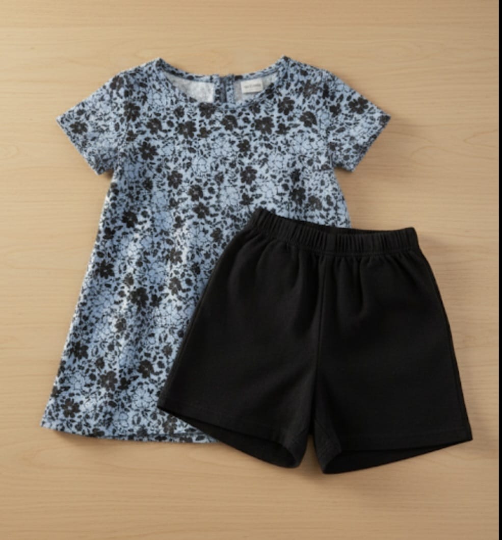 2 piece girls shirt short set cotton soft summer
