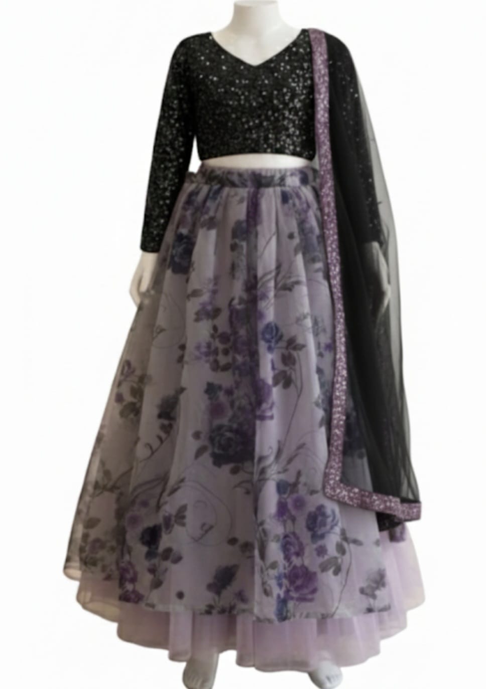 Girls top sequence with organza lehnga dupta summer