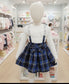 Girls Set with blue skirt ckeck top shirt printed