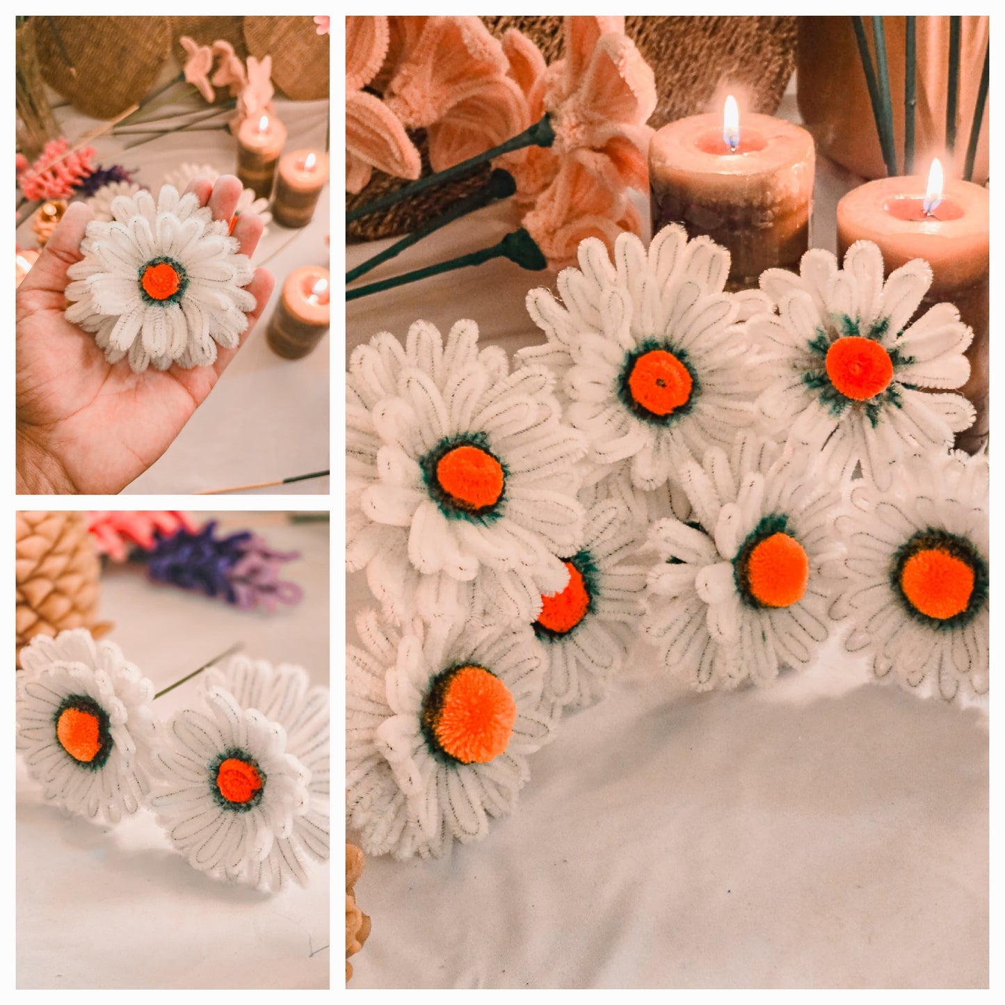 Set of 2 Hand-Crafted DIY Flower