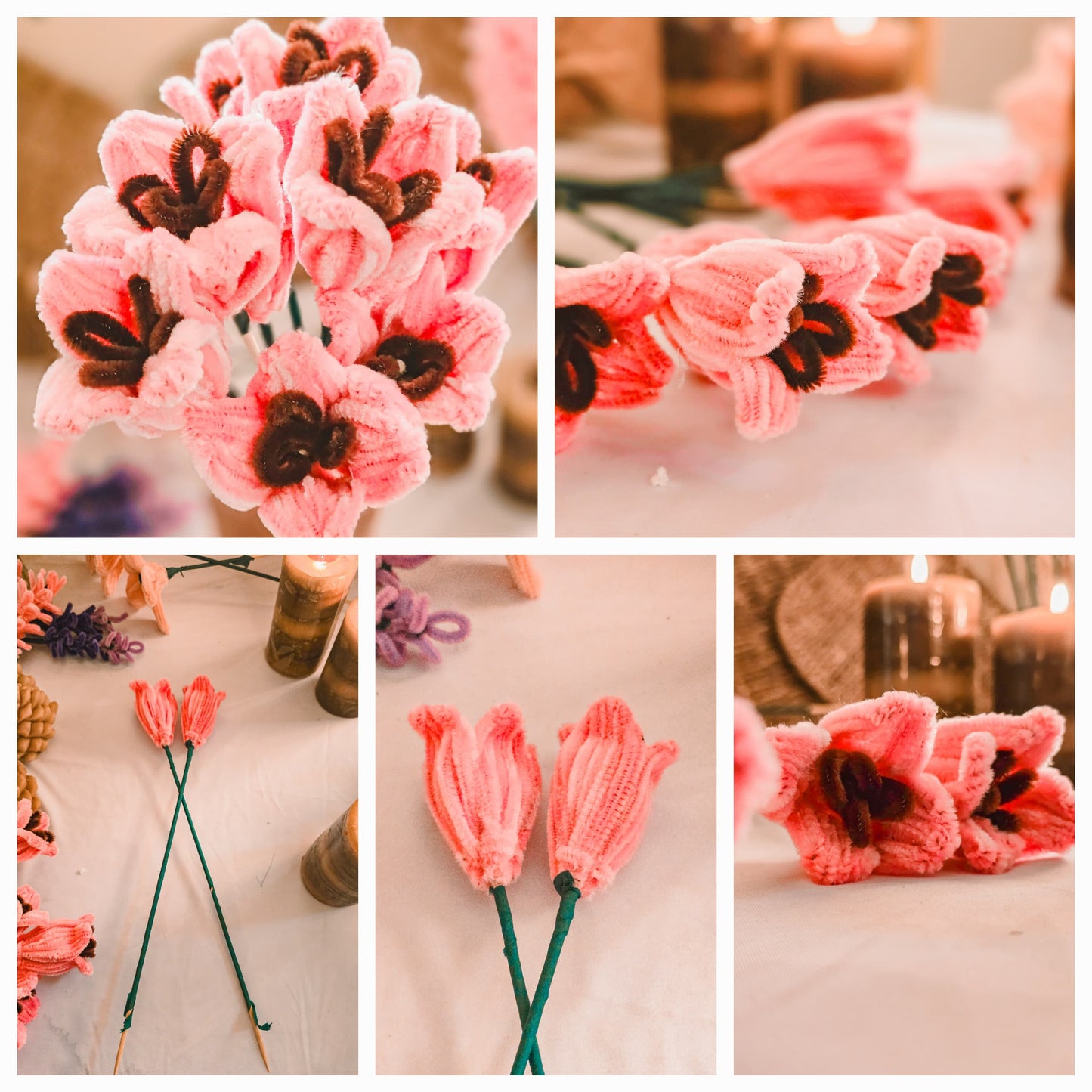 Set of 2 Hand-Crafted DIY Flowers