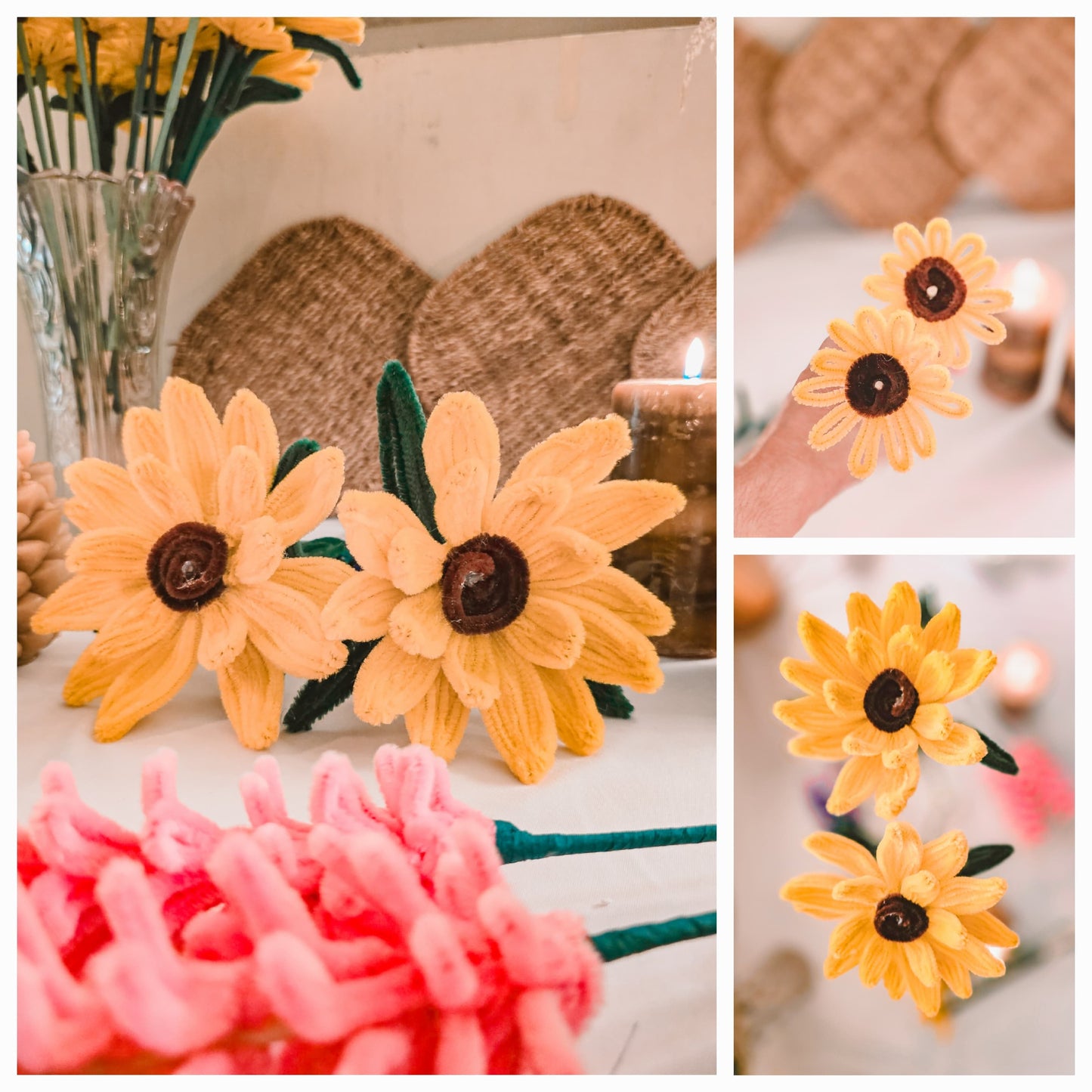 Set of 2 Hand-Crafted DIY Flowers