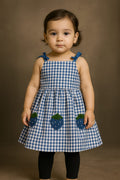 1 piece check blue frock ed design
