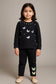 Girls 2 piece Toddler baby pajam t shirt black with head work