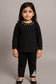 Girls 2 piece Toddler baby pajam t shirt black with head work