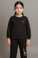 Girls 2 piece Toddler baby pajam t shirt black with head work