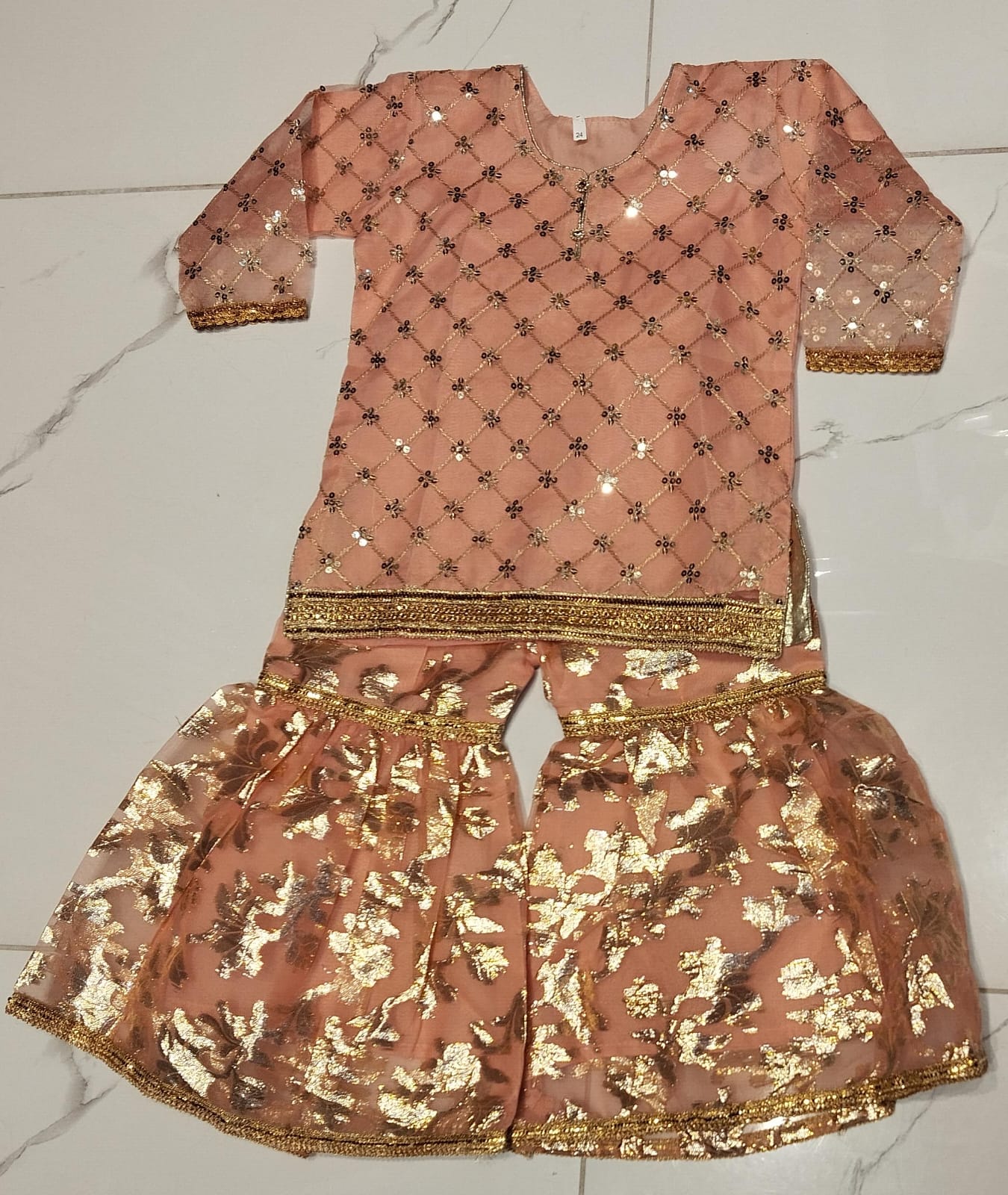 Top floral with shararah set girls