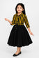 Girls hand made cute lines top with black skirt