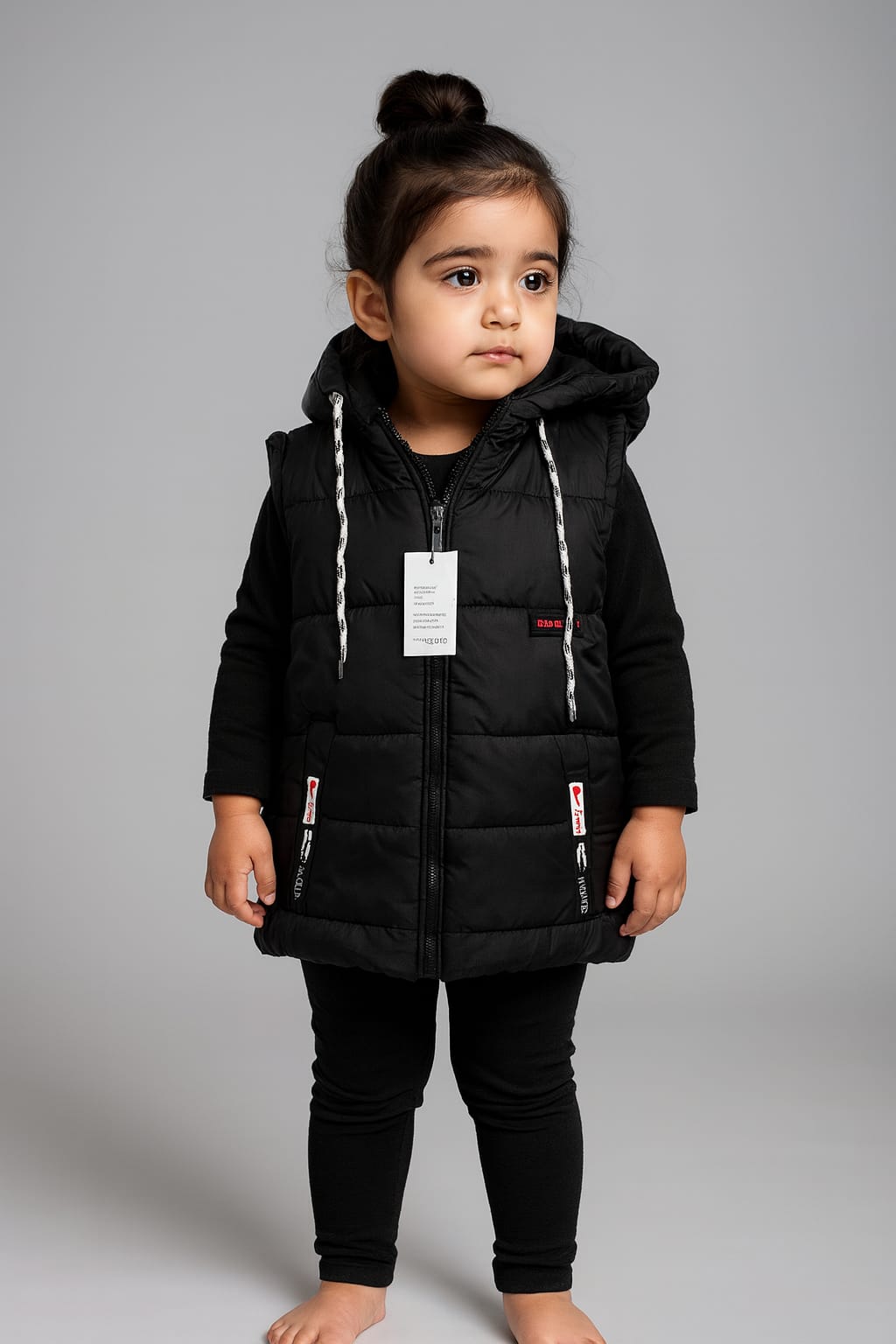 winter puff sleeveless jacket  for girls/boys with pajama t shirt full sleeve pack of three