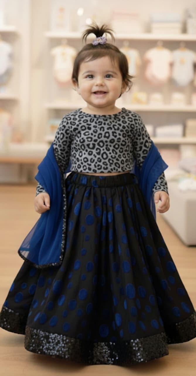 party wear beautiful lehenga top velvet set baby girls