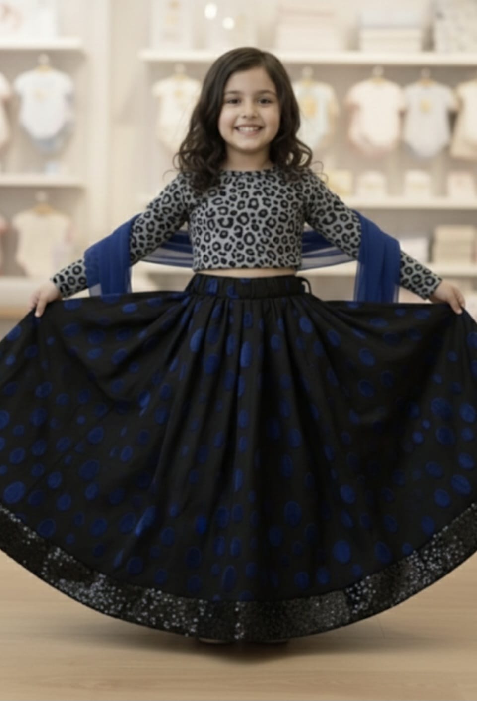 party wear beautiful lehenga top velvet set baby girls