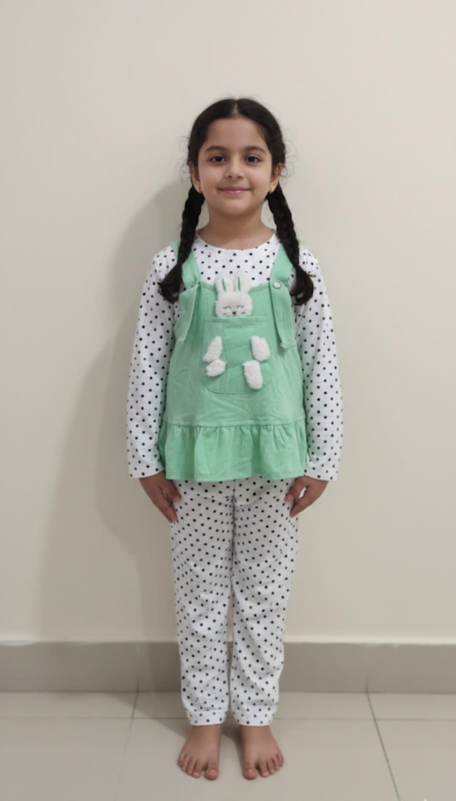 dress party wear  3 piece polka dots baby kids