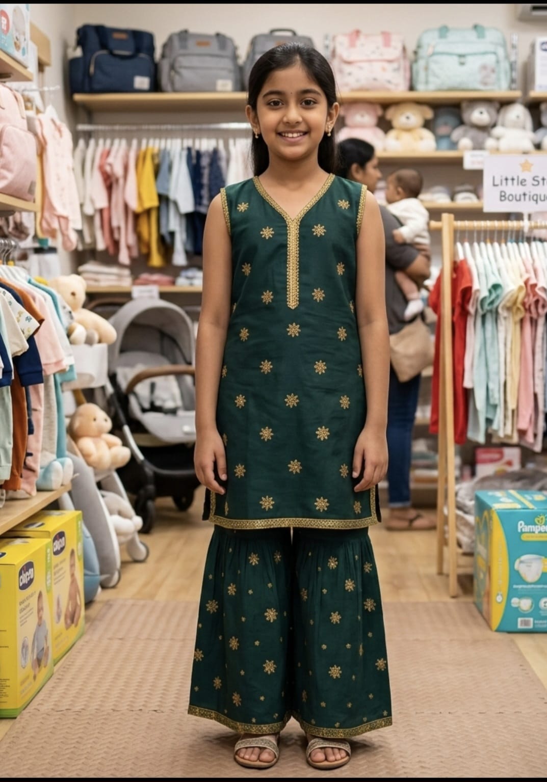 Top floral with shararah set girls