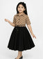 Top polka dots floral with  skirt black set girls