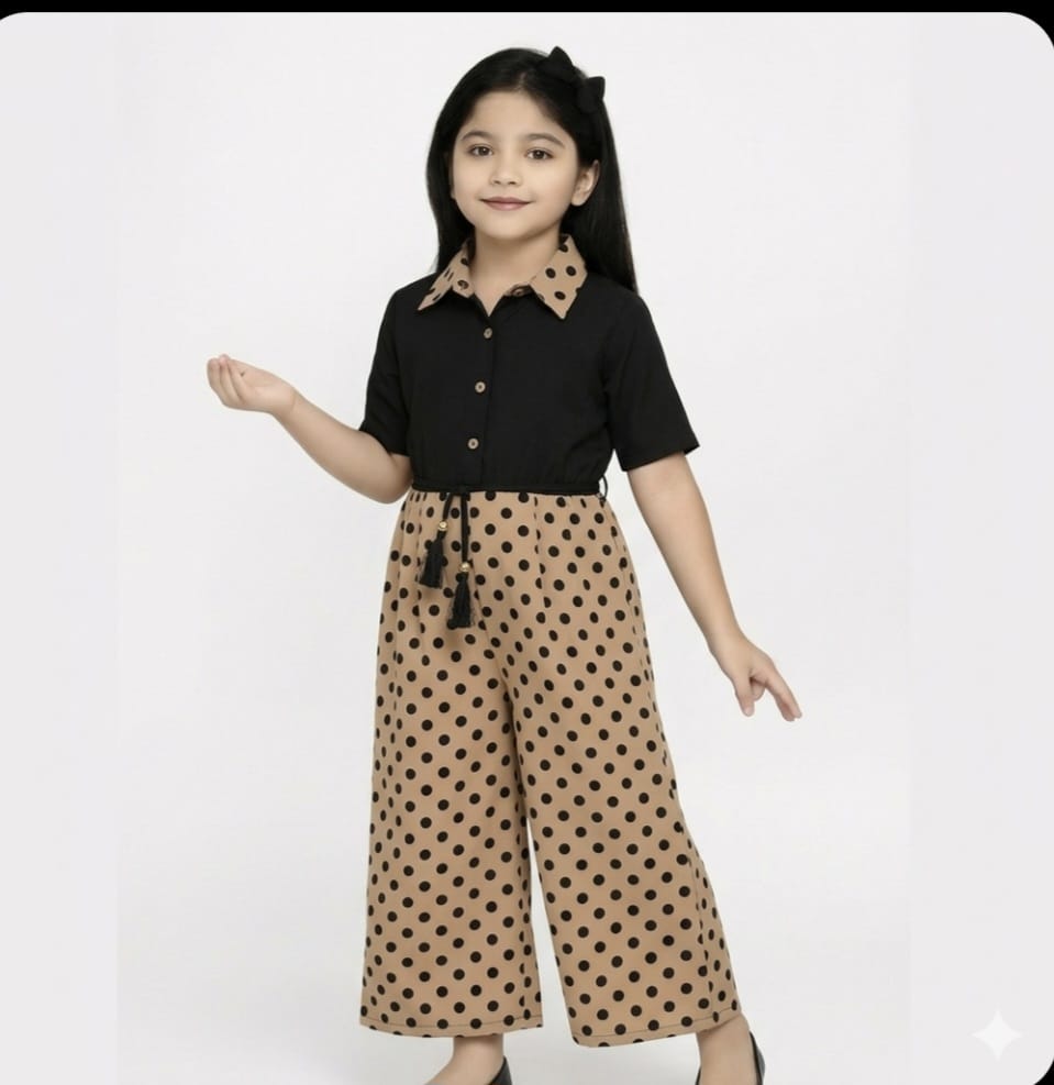 Girls  polka dots jumpsuit with top