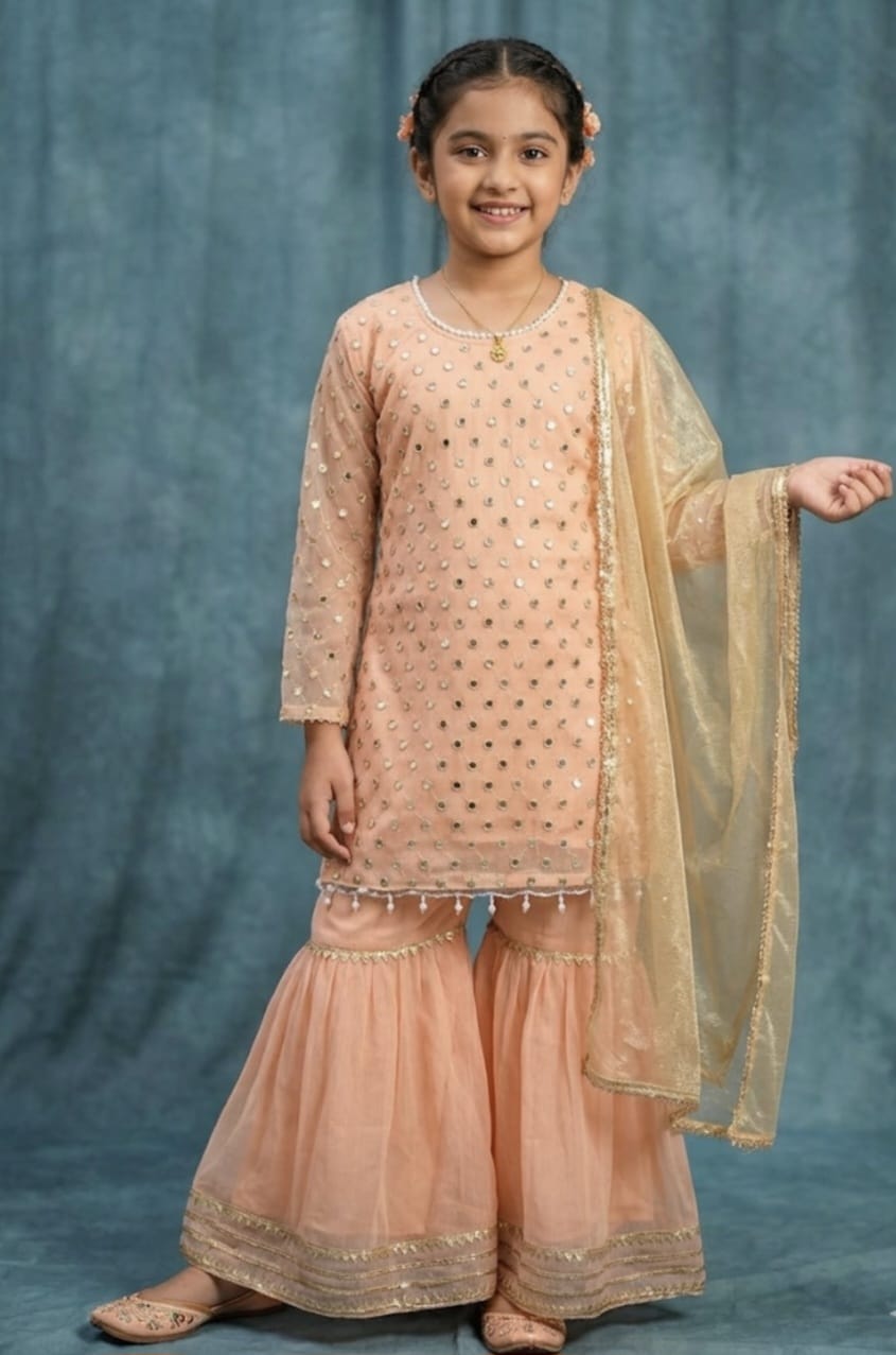 Top floral with shararah set girls