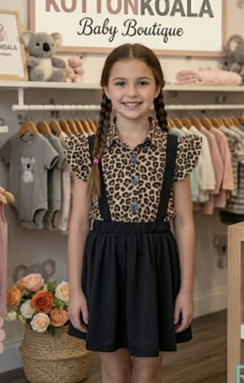 Top leapored skirt  summer for cute girls
