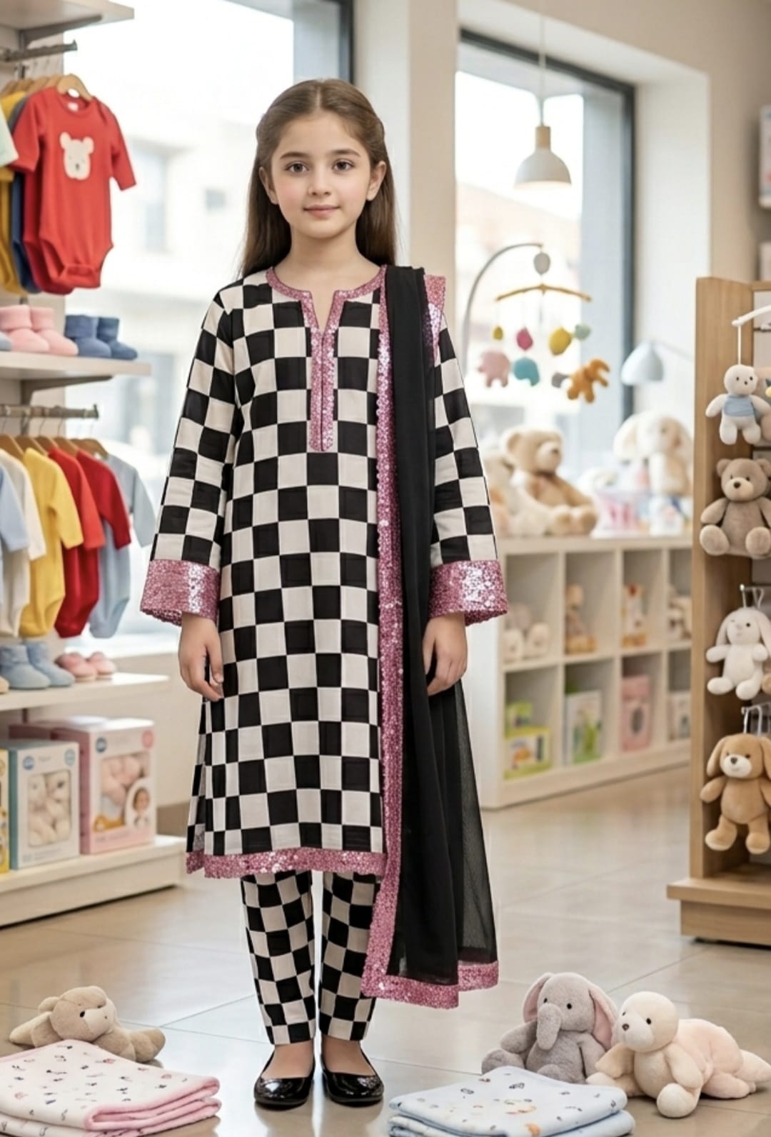 check style sequence shalwar kameez dupata for cute girls