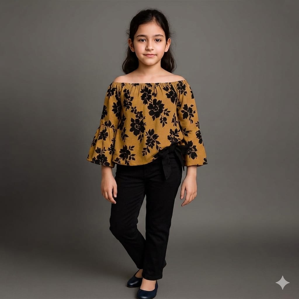 blck flowers top with pant summer for cute girls