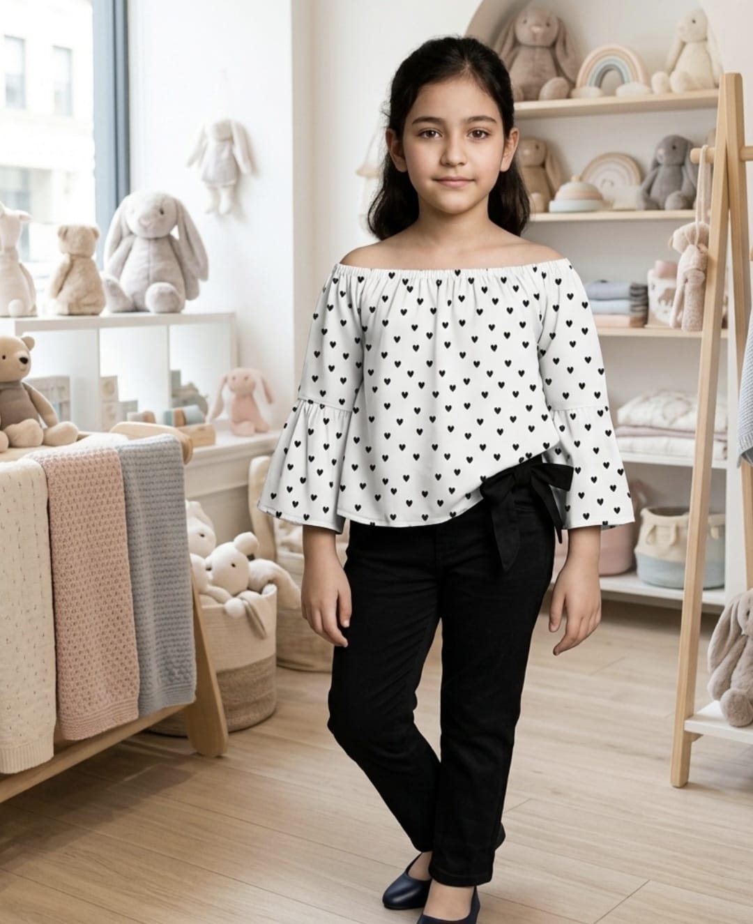 Tiny hearts top with pant summer for cute girls
