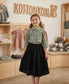 2 piece girls set design top flowers skirt