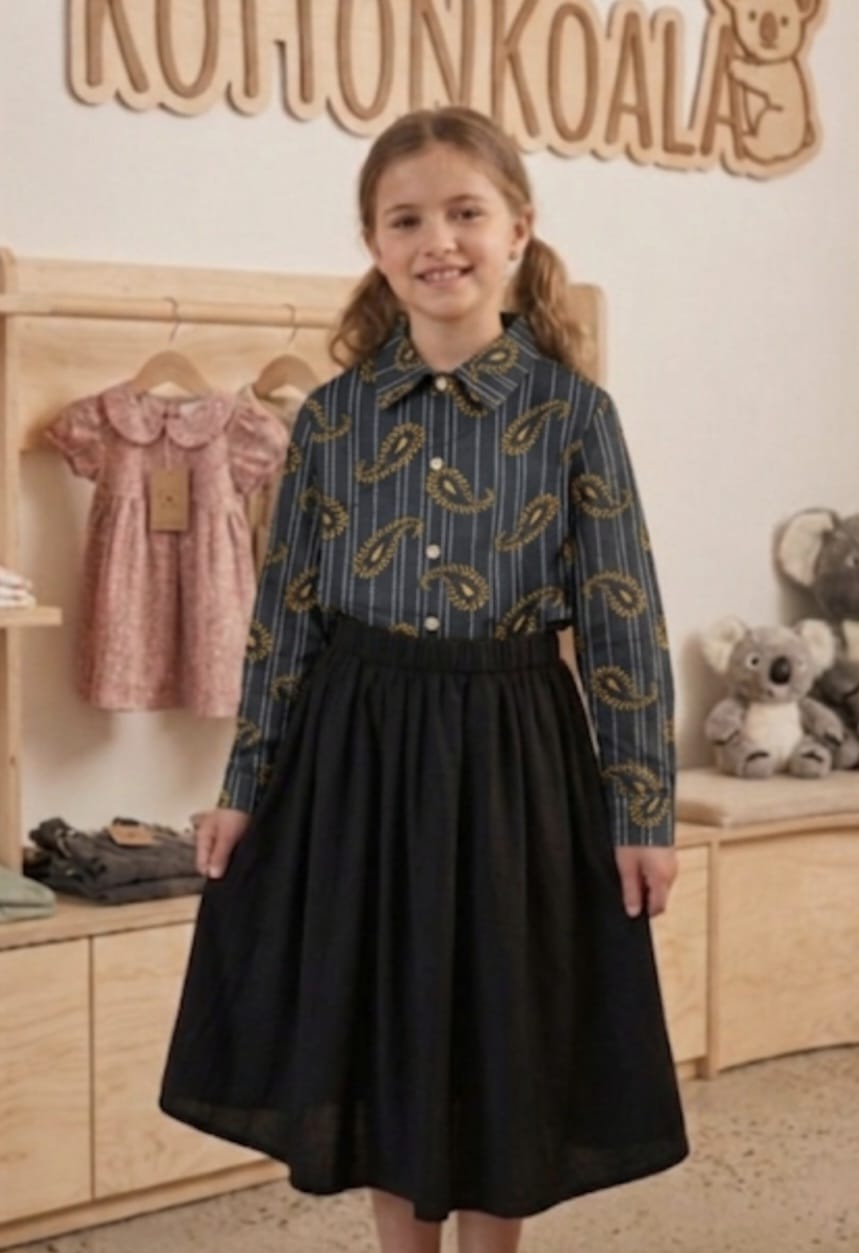 2 piece girls set design top flowers skirt