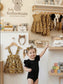 2 piece girls set design top flowers skirt