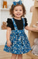 2 piece girls set design top flowers skirt