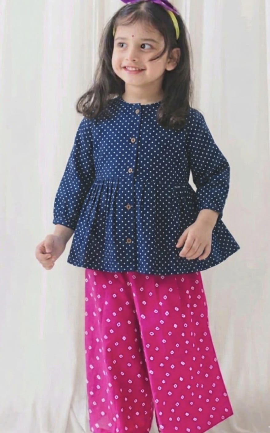 2 piece girls set design top polka dots pajama