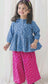 2 piece girls set design top polka dots pajama