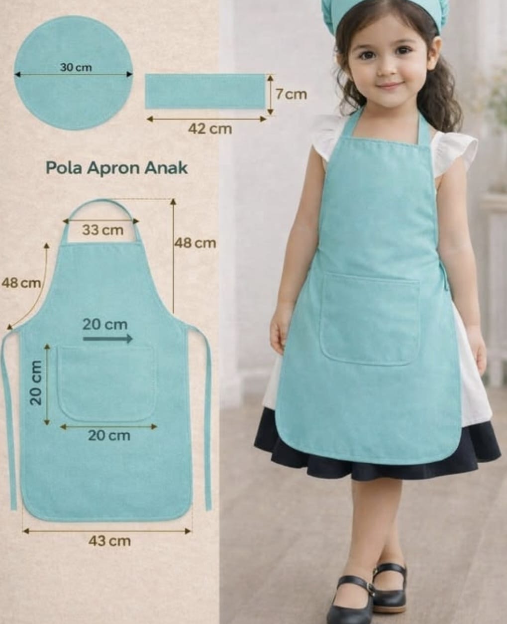 Kitchen Cooking  Apron for kids Kitchen with cap bag
