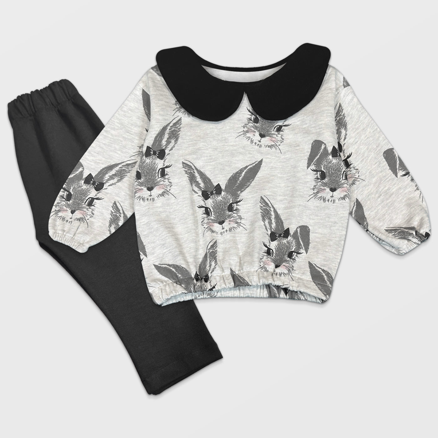 Girl/Boy Bunny Grey Long Sleeve Sweatshirt with Trouser Set (Winter Stuff)