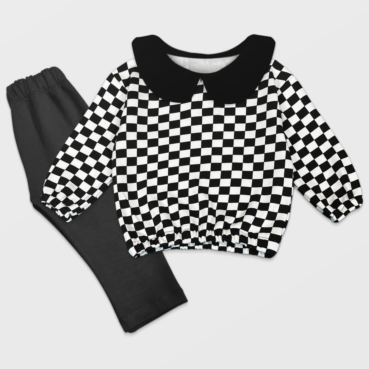 Girl/Boy Check Printed Long Sleeve Sweatshirt with Trouser Set (Winter Stuff)