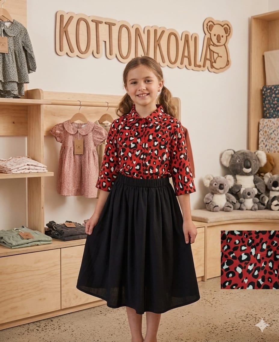2 piece girls set design top flowers skirt
