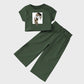 Graphic Toddler Girls Top and Pant Outfit Set (Green)