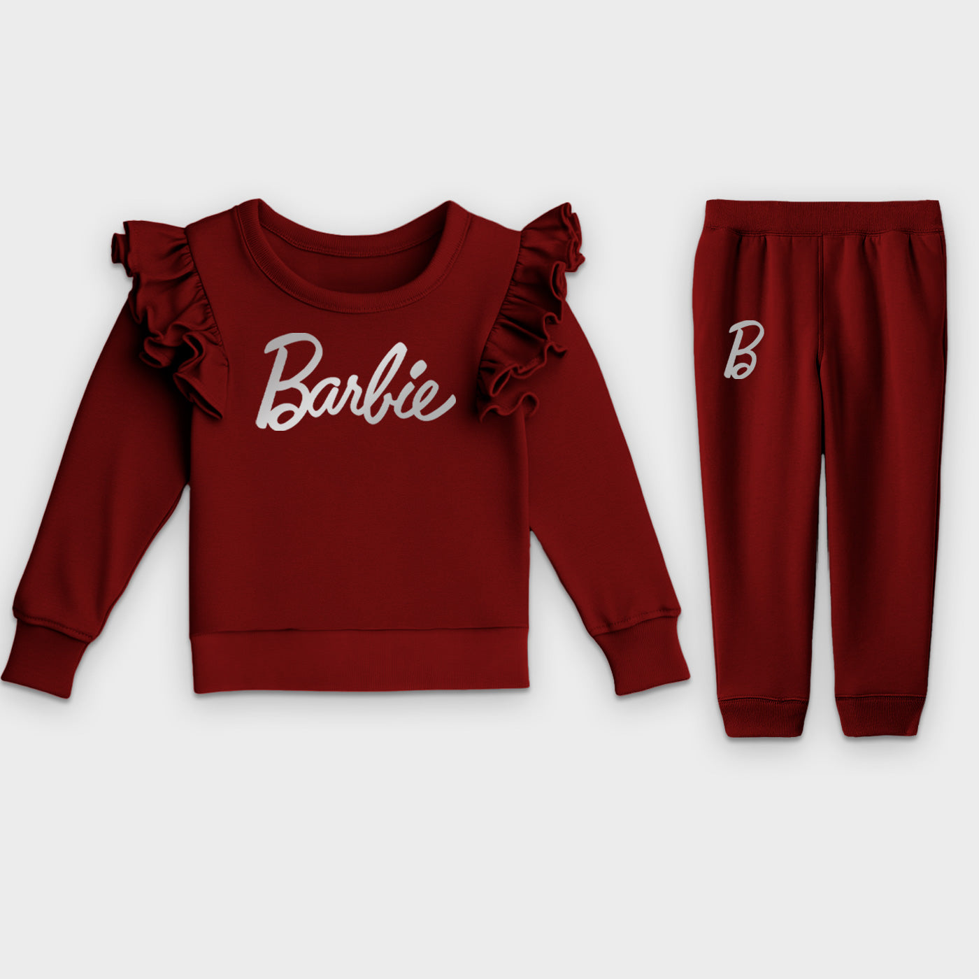 Barbie Toddler Girls Fleece Hoodie and Pant Outfit Set (Maroon)