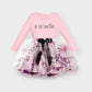 Girls Winter Fleece Puffed Frock In Elegant Design - Pink (Winter Stuff)