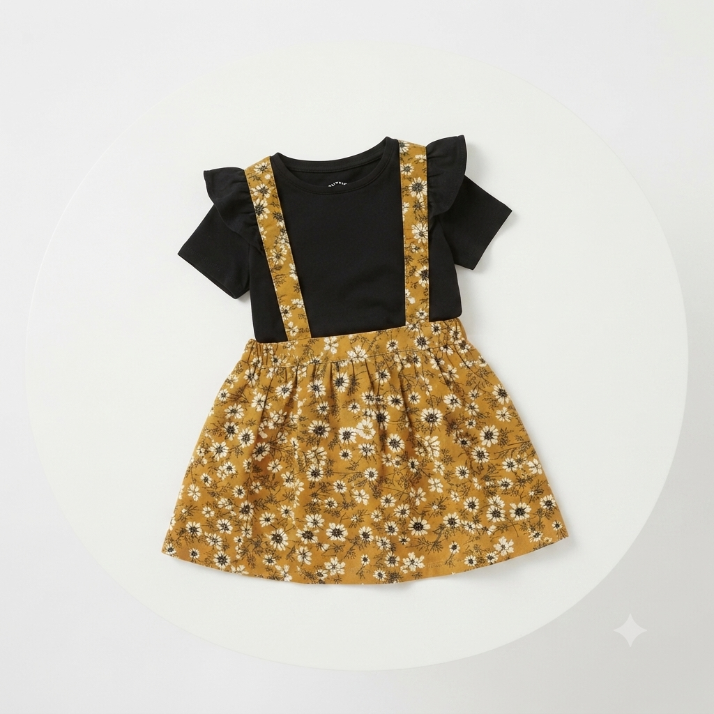 2 piece girls set design top  skirt
