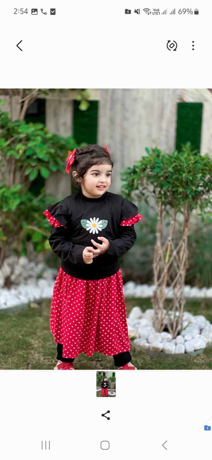 Winter set top with skirt polka dots
