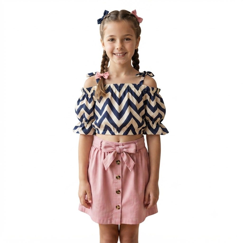 1 piece girls shirt short set cotton soft summer
