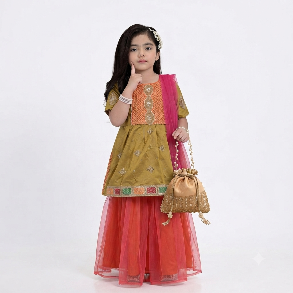 Four pieces set lehnga party wear