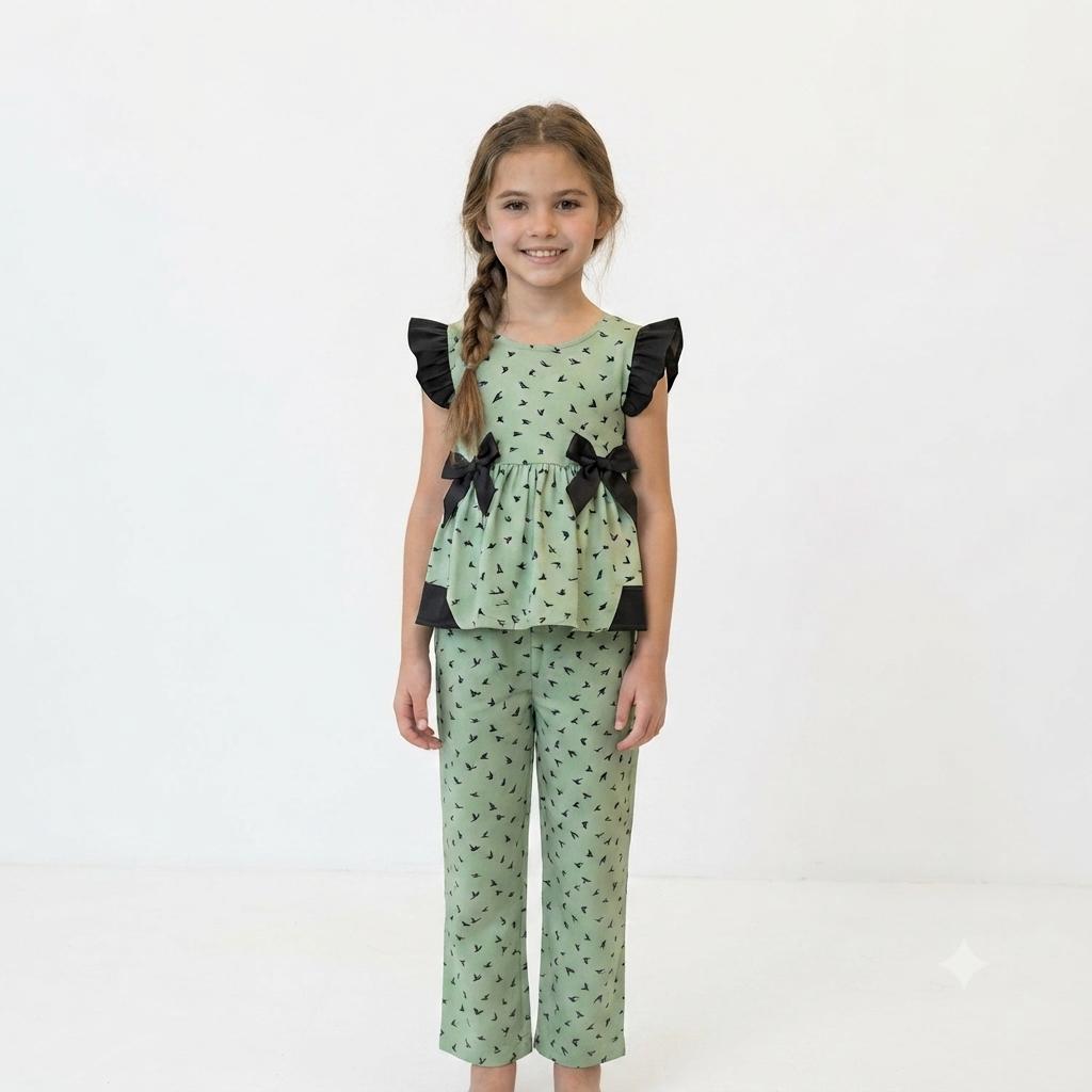 2 piece girls frock pajama cotton soft