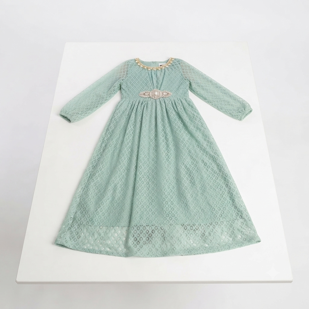 Net frock with broch party wear