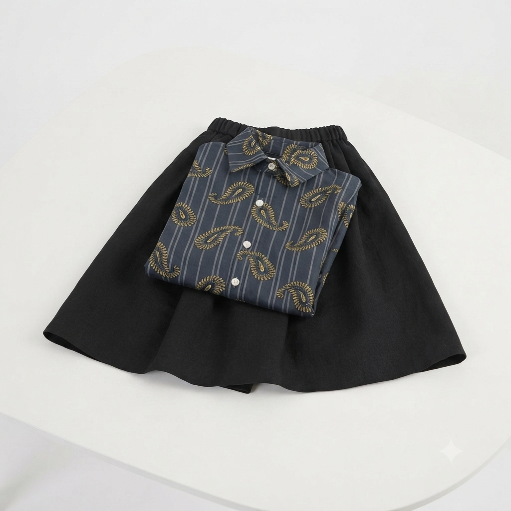 2 piece girls set design top flowers skirt